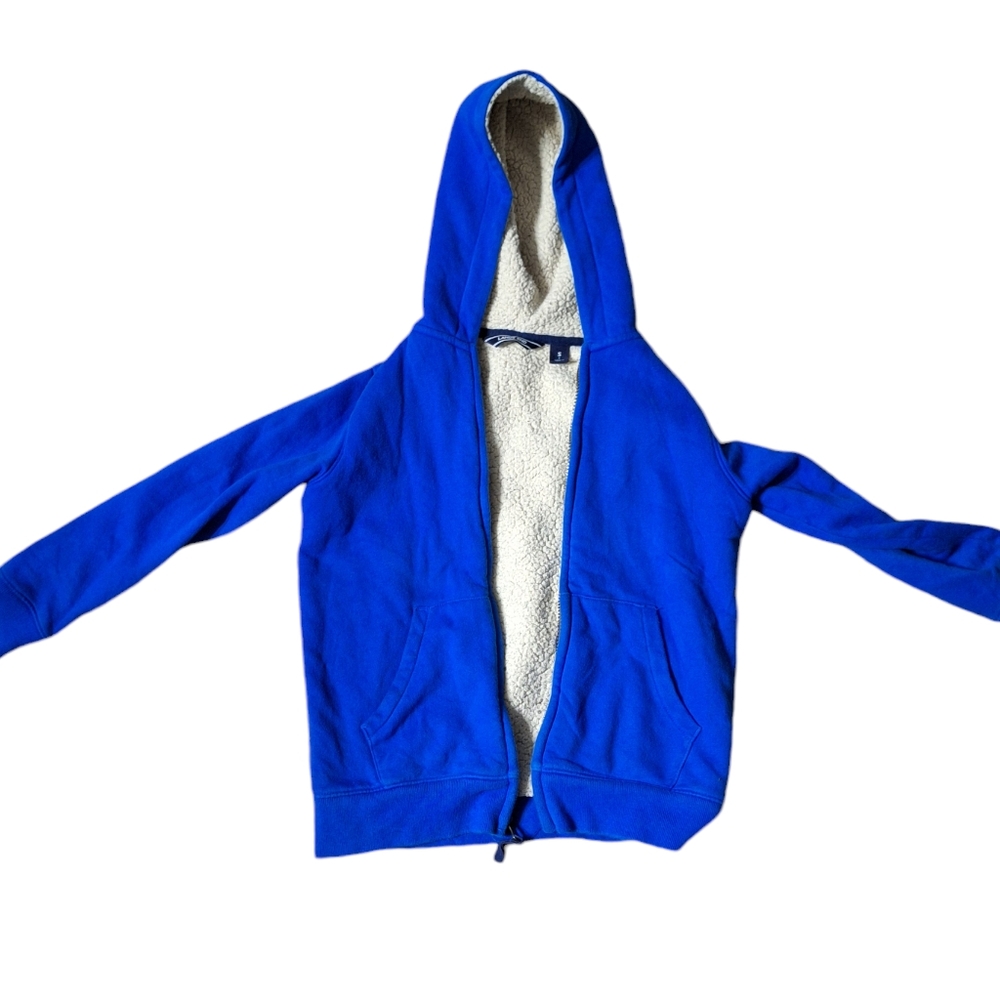 Pre-Owned Lands End-Boys Sherpa Fleece Hoodie Size Small 8 Blue